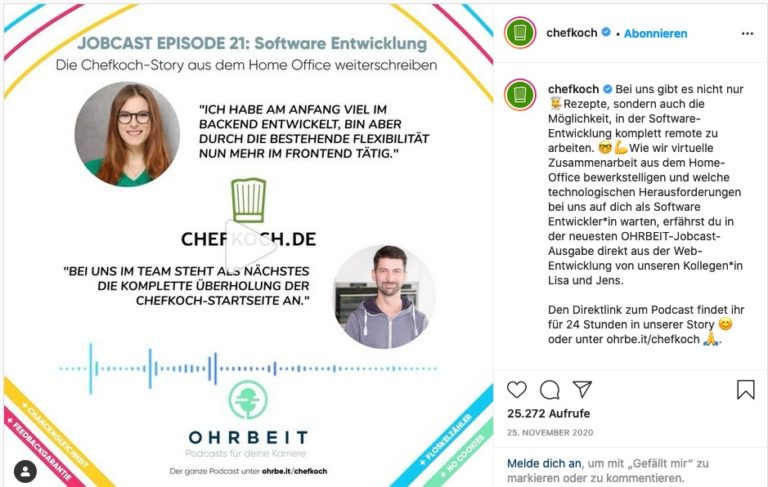 Jobcast erfolgreich nutzen auf Instagram